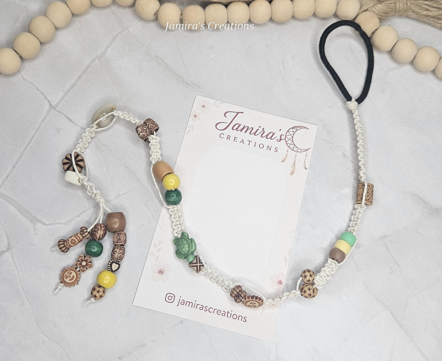 Beige with green Macramé/ Macramé Crema con verde